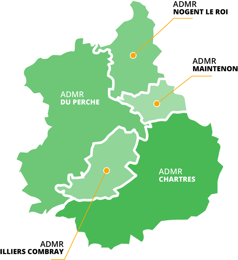 Carte des agences ADMR Eure-et-Loir